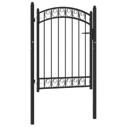 vidaXL Portail de clôture 100x125 cm - Haut arqué noir