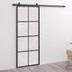 vidaXL Porte coulissante Aluminium et verre ESG 76x205 cm Noir