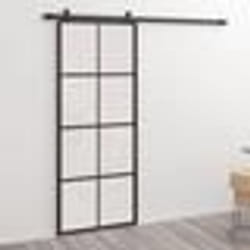 vidaXL Porte coulissante Aluminium et verre ESG 76x205 cm Noir