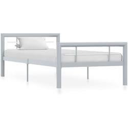 Vidaxl - Cadre de lit Gris et blanc Métal 90 x 200 cm