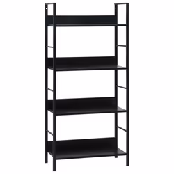 VidaXL 288222, Noir, 4 étagères, Acier, Bois, 15 kg, 60 kg
