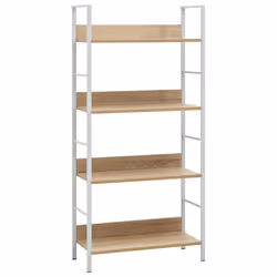 VidaXL 288225, Chêne, Blanc, 4 étagères, Acier, Bois, 15 kg, 60 kg