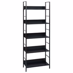 VidaXL 288226, Noir, 5 étagères, Acier, Bois, 15 kg, 75 kg