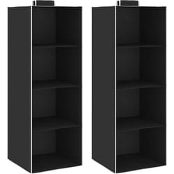 Vidaxl - tagères suspendues de rangement 2 pcs 4 niveaux Tissu Noir