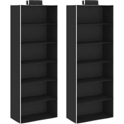 Tagères suspendues de rangement 2 pcs 6 niveaux Tissu Vidaxl Noir