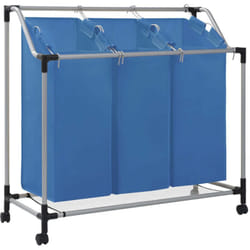 Vidaxl - Trieuse à linge avec 3 sacs Bleu Acier