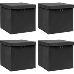 Vidaxl - Boîtes de rangement avec couvercle 4 pcs Noir 32x32x32 cm Tissu