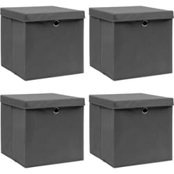 Vidaxl - Boîtes de rangement avec couvercle 4 pcs Gris 32x32x32 cm Tissu