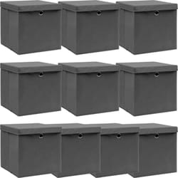 Vidaxl - Boîtes de rangement avec couvercle 10 pcs Gris 32x32x32cm Tissu