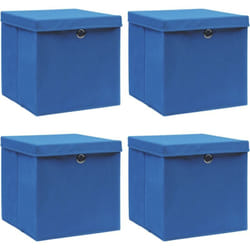 Vidaxl - Boîtes de rangement avec couvercle 4 pcs Bleu 32x32x32 cm Tissu