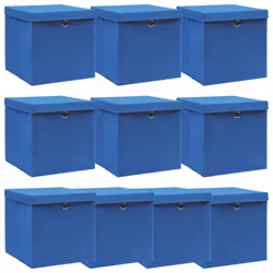 vidaXL Boîtes de rangement avec couvercle 10 pcs Bleu 32x32x32cm Tissu - TU