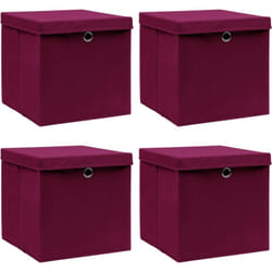 vidaXL Boîtes de rangement 4 pcs Rouge foncé 32x32x32 cm Tissu