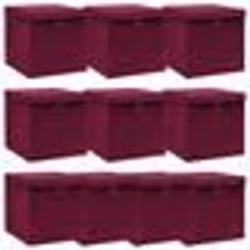 vidaXL Boîtes de rangement 10 pcs Rouge foncé 32x32x32 cm Tissu - TU