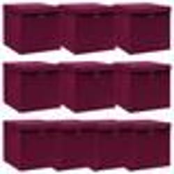 vidaXL Boîtes de rangement 10 pcs Rouge foncé 32x32x32 cm Tissu - TU
