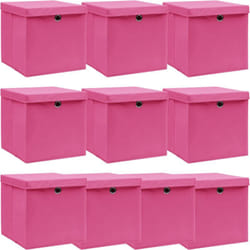 vidaXL Boîtes de rangement avec couvercles 10pcs Rose 32x32x32cm Tissu - TU