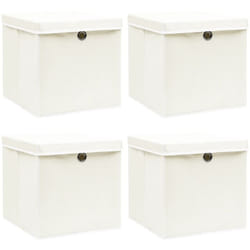 Vidaxl - Boîtes de rangement avec couvercles 4pcs Blanc 32x32x32cm Tissu
