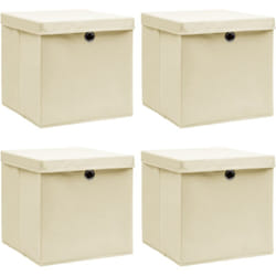 Vidaxl - Boîtes de rangement à couvercles 4 pcs Crème 32x32x32 cm Tissu
