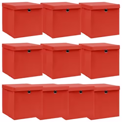 vidaXL Boîtes de rangement et couvercles 10 pcs Rouge 32x32x32cm Tissu - TU