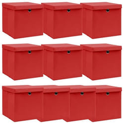 vidaXL Boîtes de rangement et couvercles 10 pcs Rouge 32x32x32cm Tissu - TU