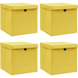 Vidaxl - Boîtes de rangement et couvercles 4 pcs Jaune 32x32x32 cm Tissu