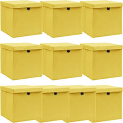 Vidaxl - Boîtes de rangement et couvercles 10 pcs Jaune 32x32x32cm Tissu