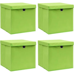 Vidaxl - Boîtes de rangement avec couvercles 4 pcs Vert 32x32x32cm Tissu