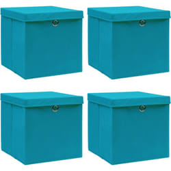 Vidaxl - Boîtes de rangement et couvercles 4 pcs Bleu 32x32x32 cm Tissu