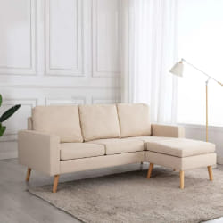 VIDAXL Canapé 3 places Crème Tissu