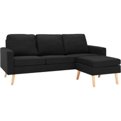 Vidaxl - Canapé à 3 places avec repose-pied Noir Tissu