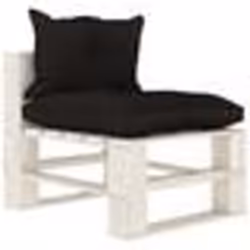vidaXL Canapé de milieu palette de jardin avec coussins noir Bois - TU