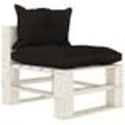 vidaXL Canapé de milieu palette de jardin avec coussins noir Bois - TU