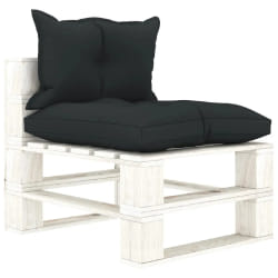 vidaXL Canapé palette de milieu de jardin et coussins anthracite Bois - TU