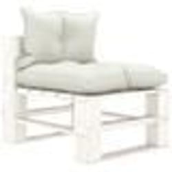 vidaXL Canapé palette de milieu de jardin avec coussins beige Bois - TU