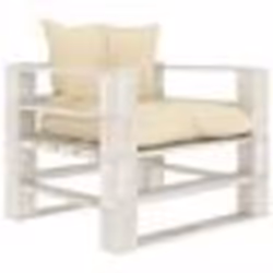 vidaXL Canapé palette de jardin avec coussins crème Bois