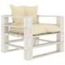 vidaXL Canapé palette de jardin avec coussins crème Bois