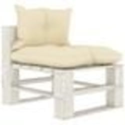 vidaXL Canapé palette de milieu de jardin avec coussins crème Bois - TU