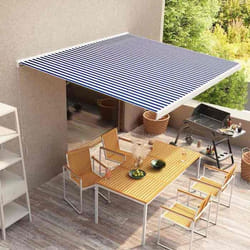 vidaXL Store à cassette manuel 350x250 cm Bleu et blanc - TU