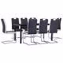 vidaXL Ensemble de salle à manger 9 pcs Similicuir Noir - TU