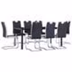 vidaXL Ensemble de salle à manger 9 pcs Similicuir Noir - TU