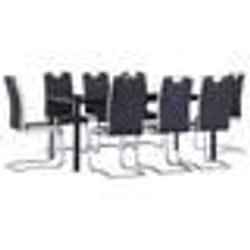 vidaXL Ensemble de salle à manger 9 pcs Similicuir Noir - TU
