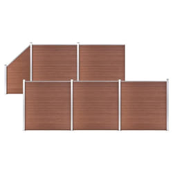 vidaXL Ensemble de clôture WPC 5 Carré + 1 Incliné 965 x 186 cm Marron - TU