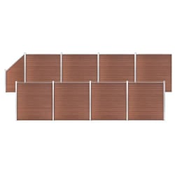 vidaXL Ensemble de clôture WPC 8 Carré + 1 Incliné 1484x186 cm Marron - TU