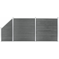 Vidaxl - Ensemble de clôture wpc 2 Carré + 1 Incliné 446 x 186 cm Gris