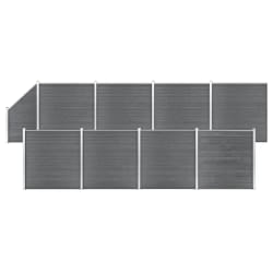 vidaXL Ensemble de clôture WPC 8 Carré + 1 Incliné 1484x186 cm Gris - TU