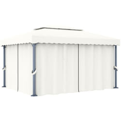 Vidaxl - Tonnelle avec rideau 4x3 m Blanc crème Aluminium