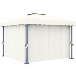 vidaXL Tonnelle avec rideau 3x3 m Blanc crème Aluminium