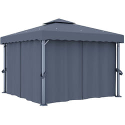 Vidaxl - Tonnelle avec rideau 3x3 m Anthracite Aluminium