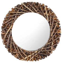vidaXL Miroir rond 60 cm - Teck