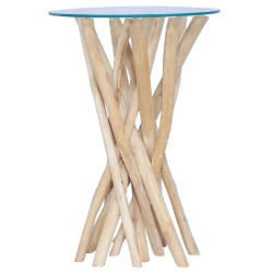 vidaXL Table Basse - Teck Massif, Verre