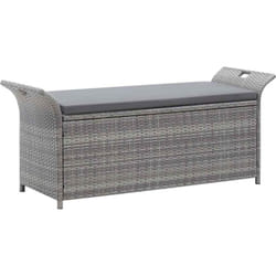 Banc de rangement avec coussin Gris 138 cm Résine tressée